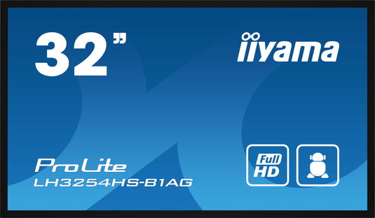 iiyama LH3254HS-B1AG Signage Display Digital signage flat panel 80 cm (31.5") LCD Wi-Fi 500 cd/m² Full HD Black Built-in processor Android 11 24/7 - TopAV