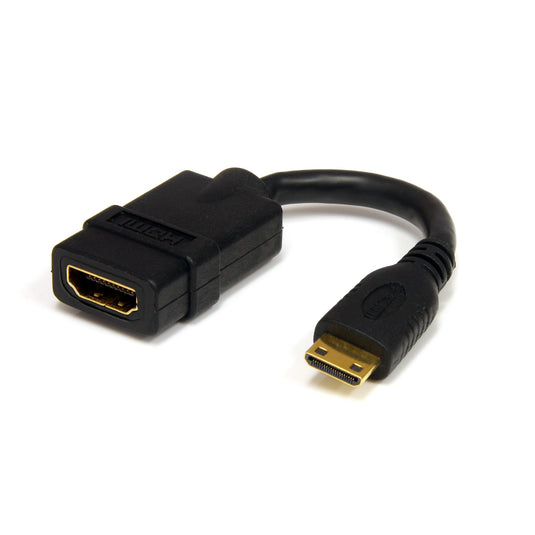 StarTech.com 5in Mini HDMI to HDMI Adapter - 4K High Speed HDMI Adapter - 4K 30Hz Ultra HD High Speed HDMI Adapter - HDMI 1.4 - Gold Plated Connectors - UHD Mini HDMI Adapter 4K - Black - TopAV