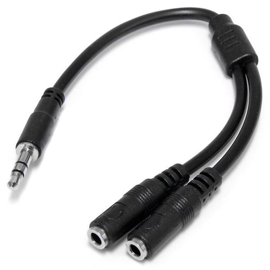 StarTech.com Slim Stereo Splitter Cable - 3.5mm Male to 2x 3.5mm Female - TopAV