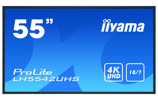 iiyama LH5542UHS-B1 Signage Display Digital signage flat panel 138.7 cm (54.6") IPS 500 cd/m¬? 4K Ultra HD Black Built-in processor Android 8.0 18/7 - TopAV