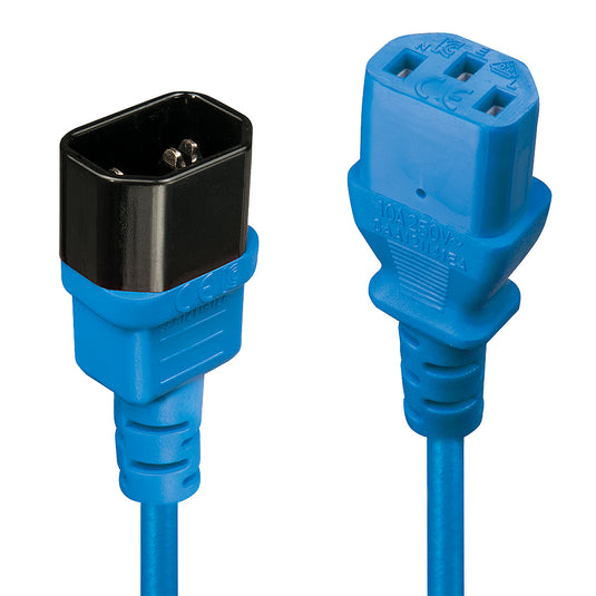 Lindy 1m IEC C13 Extension Cable, Blue - TopAV