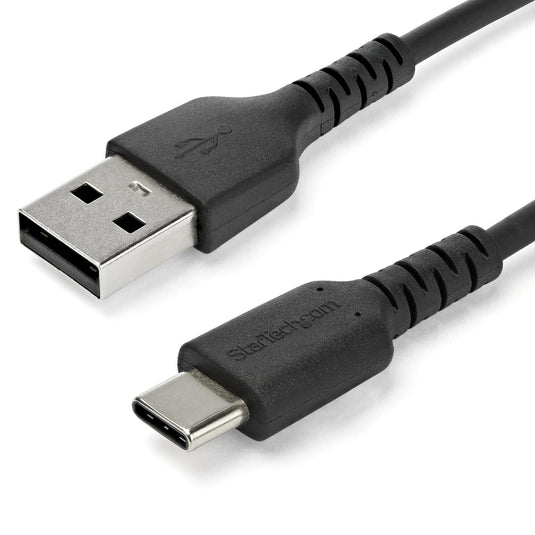 StarTech.com 2m USB A to USB C Charging Cable - Durable Fast Charge & Sync USB 2.0 to USB Type C Data Cord - Rugged TPE Jacket Aramid Fiber M/M 3A Black - Samsung S10, iPad Pro, Pixel - TopAV