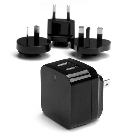 StarTech.com Dual-port USB wall charger - international travel - 17W/3.4A - black - TopAV