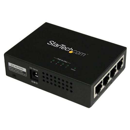 StarTech.com 4-Port Gigabit Midspan - PoE+ Injector - 802.3at/af - TopAV