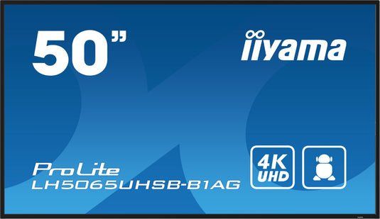 iiyama LH5065UHSB-B1AG Signage Display Digital signage flat panel 125.7 cm (49.5") LCD Wi-Fi 800 cd/m² 4K Ultra HD Black Built-in processor Android 11 24/7 - TopAV