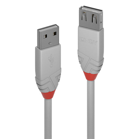 Lindy 3m USB 2.0 Type A Extension Cable, Anthra Line, Grey - TopAV