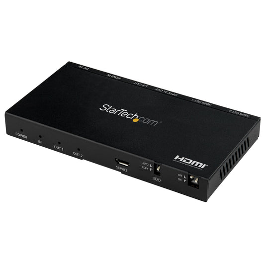 StarTech.com 2-Port HDMI Splitter (1x2) - 4K 60Hz UHD HDMI 2.0 Audio Video Splitter w/ Scaler & Audio Extractor (3.5mm/SPDIF) - Dual HDMI Splitter (1-In 2-Out) - EDID Copy - TV/Projector - TopAV