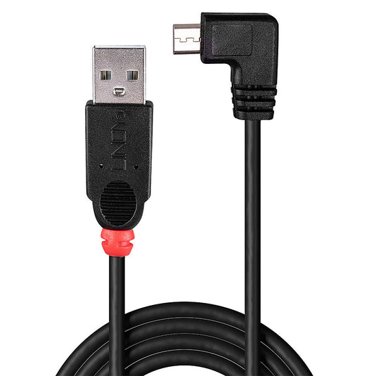 Lindy 0.5m USB 2.0 Cable - Type A to Micro-B Cable, 90 Degree Right Angle - TopAV