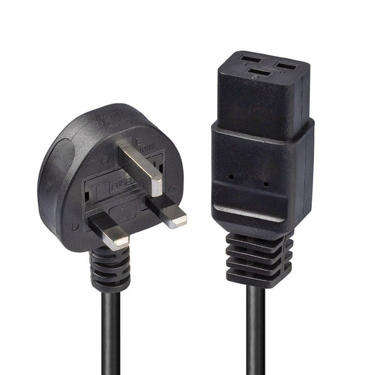 Lindy 2m UK 3 Pin Plug to IEC C19 Power Cable. Black - TopAV