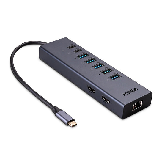 Lindy DST-Mini Duo, USB-C Laptop Mini Docking Station 2x 4K HDMI - TopAV