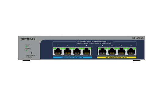 NETGEAR 8-port Ultra60 PoE++ Multi-Gigabit (2.5G) Ethernet Plus Switch Managed L2/L3 2.5G Ethernet (100/1000/2500) Power over Ethernet (PoE) Grey - TopAV