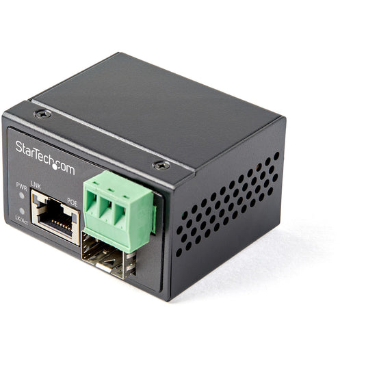 StarTech.com PoE+ Industrial Fiber to Ethernet Media Converter 30W - SFP to RJ45 - Singlemode/Multimode Fiber to Copper Gigabit Ethernet - Mini/Compact Size - IP-30/ -40 to +75C - TopAV