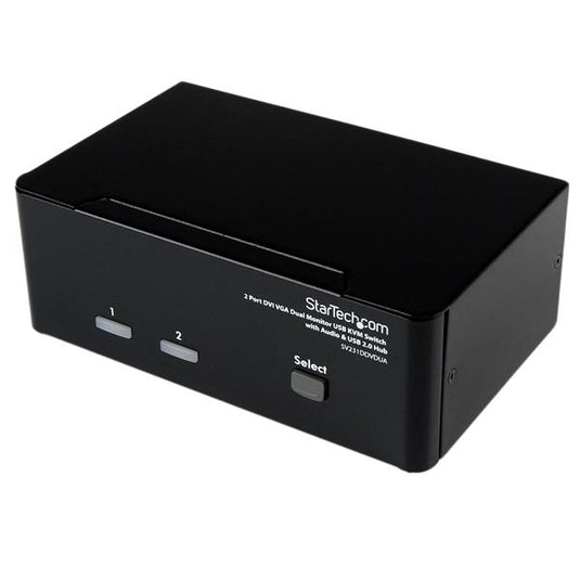 StarTech.com 2 Port DVI VGA Dual Monitor KVM Switch USB with Audio & USB 2.0 Hub - TopAV