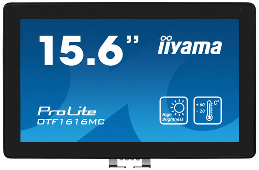 iiyama OTF1616MC-B1 Signage Display Digital signage flat panel 39.6 cm (15.6") LCD 1100 cd/m² Full HD Black Touchscreen - TopAV