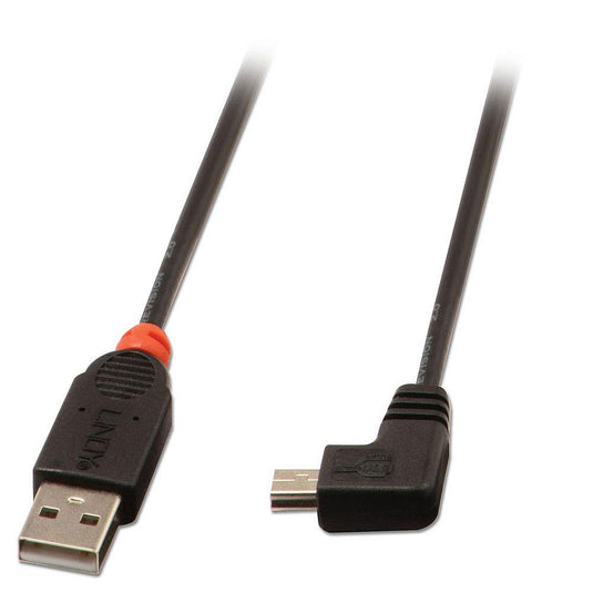 Lindy 2m USB 2.0 Cable - Type A to Mini-B, 90 Degree Right Angle - TopAV