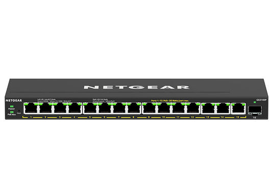 NETGEAR GS316EP Managed Gigabit Ethernet (10/100/1000) Power over Ethernet (PoE) Black - TopAV