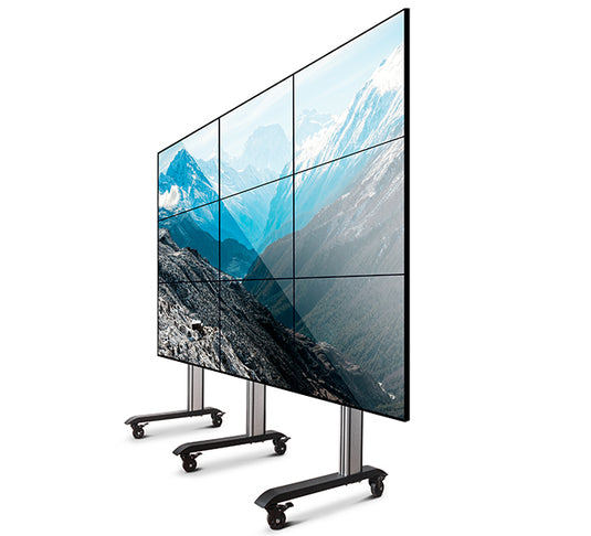 B-Tech SYSTEM X - 3 x 3 Universal Mobile Videowall Mounting System with Micro-Adjustment for 55-60" screens - TopAV