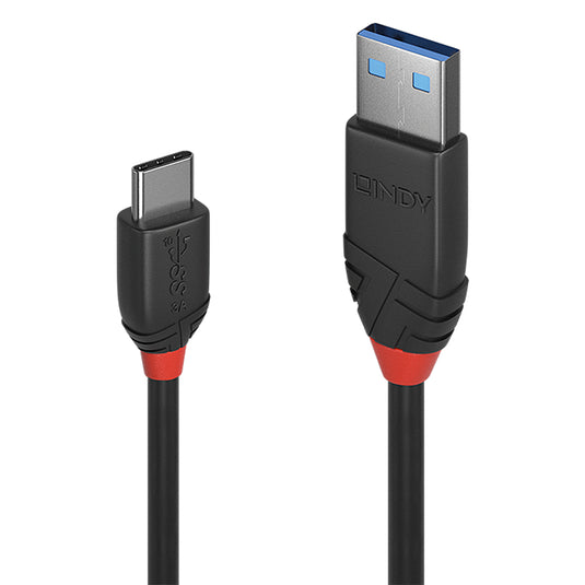 Lindy 0.5m USB 3.2 Type A to C Cable, 10Gbps, Black Line - TopAV