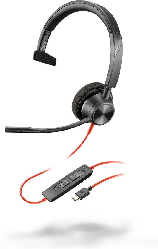 POLY Blackwire 3310 Monaural USB-C Headset +USB-C/A Adapter - TopAV