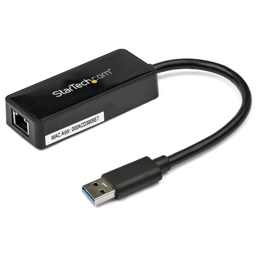 StarTech.com USB 3.0 to Gigabit Ethernet Adapter NIC w/ USB Port - Black - TopAV