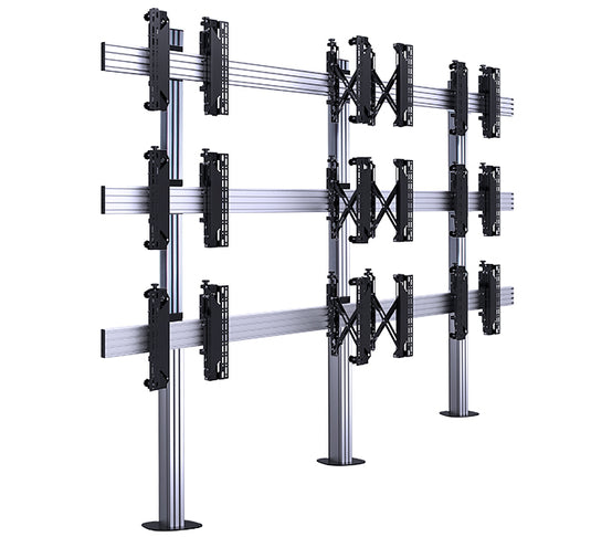 B-Tech SYSTEM X - 3 x 3 Universal Bolt-Down Videowall Mounting System with Micro-Adjustment for 55-60" screens - TopAV