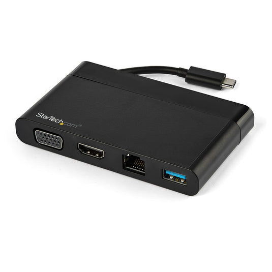 StarTech.com USB C Multiport Adapter with HDMI, VGA, Gigabit Ethernet & USB 3.0 - USB C to 4K HDMI or 1080p VGA Display Mini Dock Hub - USB Type-C Travel Docking Station for USB-C Laptops - TopAV