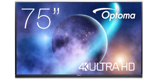 Optoma 5752RK+ Interactive flat panel 190.5 cm (75") LED 400 cd/m² 4K Ultra HD Black Touchscreen Built-in processor Android 11 - TopAV