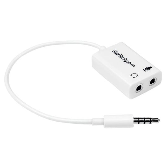 StarTech.com White headset adapter for headsets with separate headphone / microphone plugs - 3.5mm 4 position to 2x 3 position 3.5mm M/F - TopAV