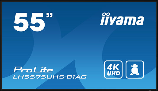 iiyama LH5575UHS-B1AG Signage Display Digital signage flat panel 138.7 cm (54.6") LCD Wi-Fi 500 cd/m² 4K Ultra HD Black Built-in processor Android 11 24/7 - TopAV