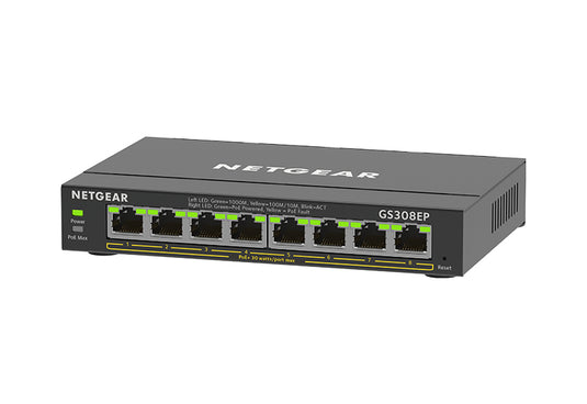 NETGEAR GS308EP Managed L2/L3 Gigabit Ethernet (10/100/1000) Power over Ethernet (PoE) Black - TopAV