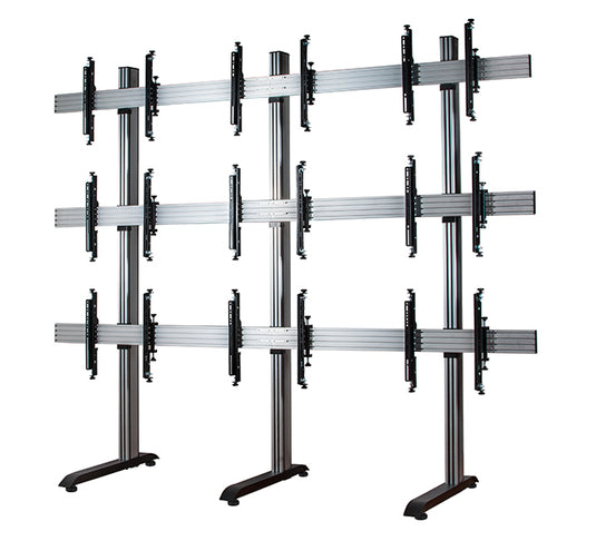 B-Tech SYSTEM X - 3 x 3 Universal Freestanding Videowall Mounting System with Micro-Adjustment for 55-60" screens - TopAV