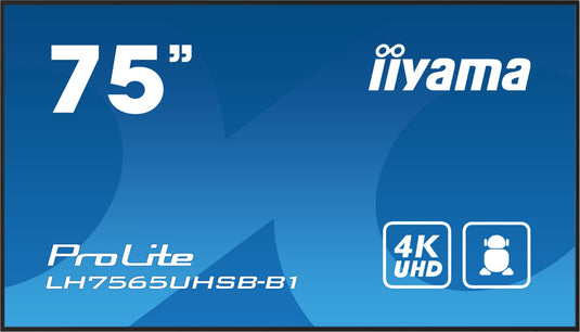 iiyama LH7575UHS-B1AG Signage Display Digital signage flat panel 190.5 cm (75") LCD Wi-Fi 500 cd/m² 4K Ultra HD Black Built-in processor Android 11 24/7 - TopAV