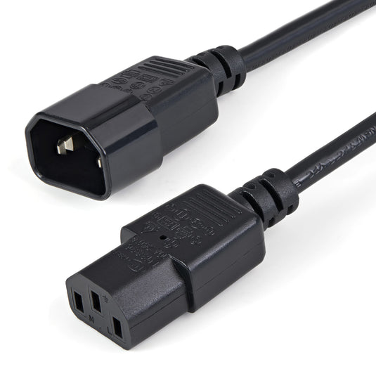 StarTech.com 1m (3ft) Power Extension Cord, C14 to C13, 10A 125V, 18AWG, Computer Power Cord Extension, IEC-320-C14 to IEC-320-C13 AC Power Cable Extension for Power Supply, UL Listed - TopAV